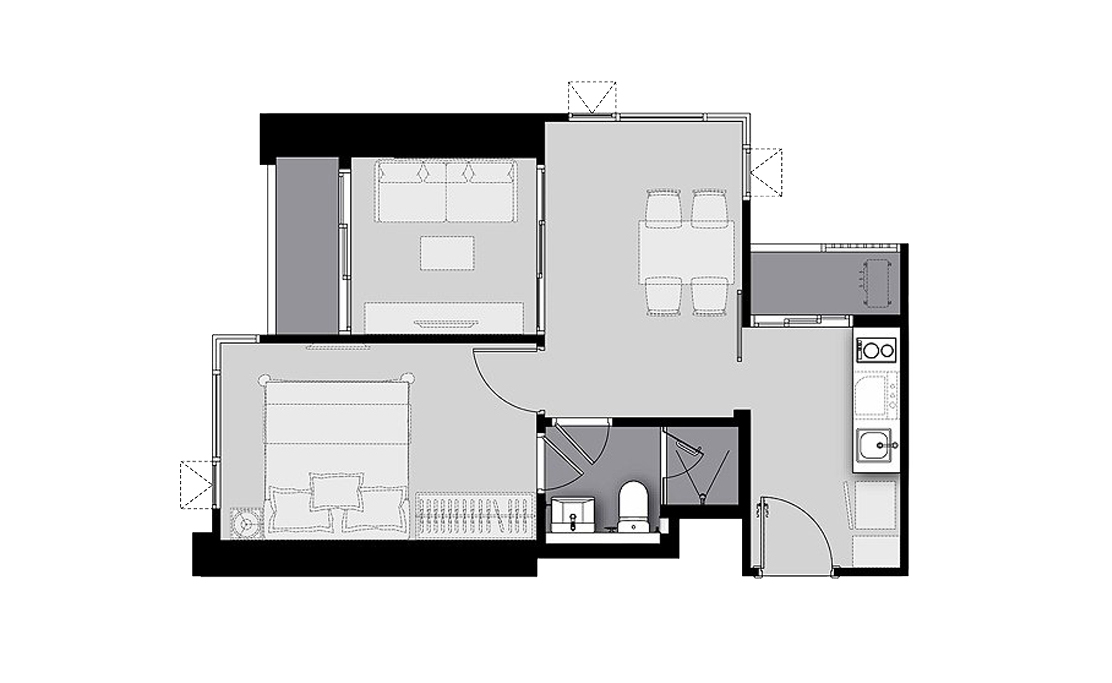 Планировка кондомониума 1 спальня в ЖК Life Sathorn Sierra
 № 11017
