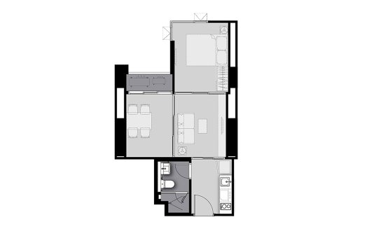 Планировка кондомониума 1 спальня в ЖК Life Sathorn Sierra
 № 11018 (2D)