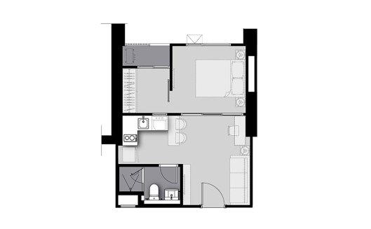 Планировка кондомониума 1 спальня в ЖК Life Sathorn Sierra
 № 11021 (2D)