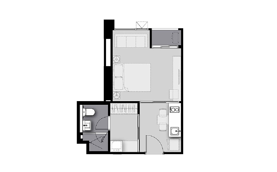Condominium floor plan, 1 room in Life Sathorn Sierra
 No. 11015