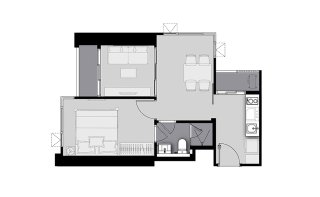 Condominium floor plan, 1 bedroom in Life Sathorn Sierra
 No. 11017