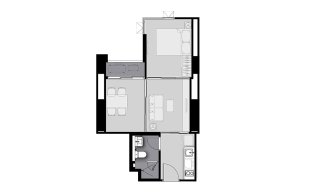 Condominium floor plan, 1 bedroom in Life Sathorn Sierra
 No. 11018