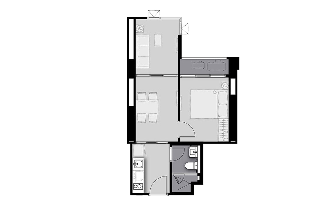 Condominium floor plan, 1 bedroom in Life Sathorn Sierra
 No. 11020