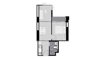 Condominium floor plan, 1 bedroom in Life Sathorn Sierra
 No. 11020