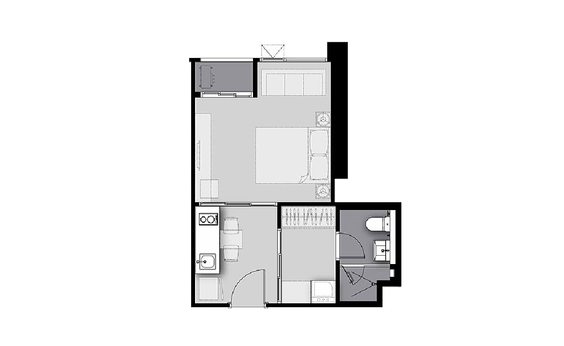 Condominium floor plan, 1 room in Life Sathorn Sierra
 No. 11016