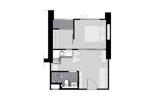 Condominium floor plan, 1 bedroom in Life Sathorn Sierra
 No. 11021