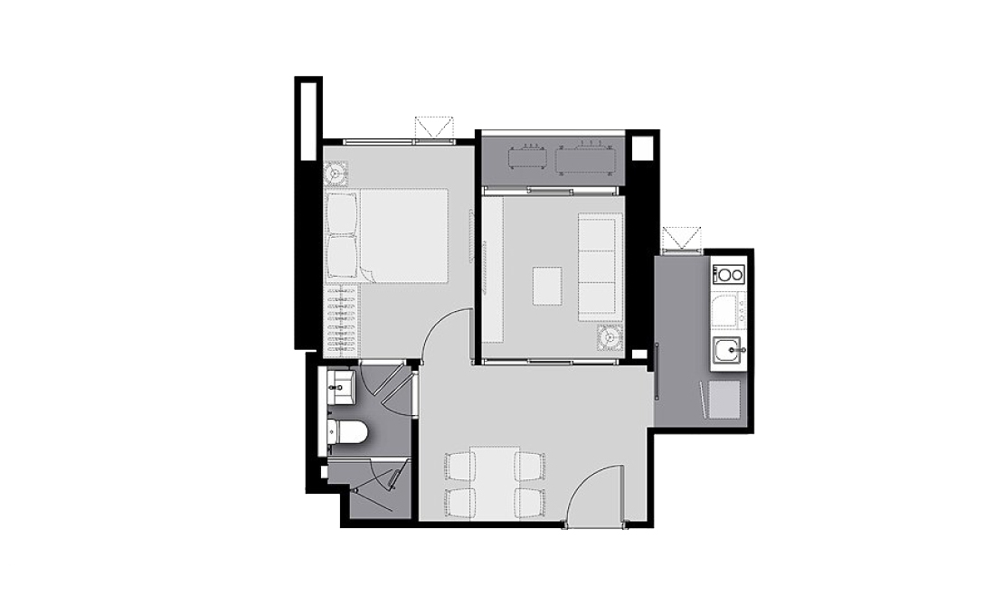 Condominium floor plan, 1 bedroom in Life Sathorn Sierra
 No. 11019
