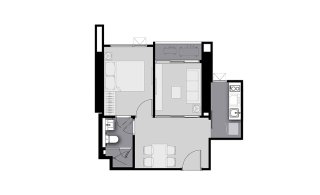 Condominium floor plan, 1 bedroom in Life Sathorn Sierra
 No. 11019